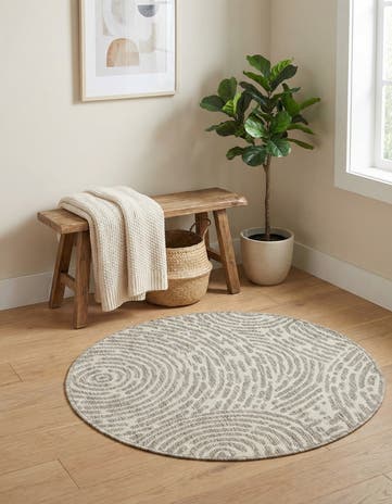 3' x 3' Easy-Clean Modern Indoor / Outdoor Round Rug