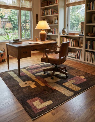 4' 3 x 5' Hand Knotted Kashkuli Gabbeh Wool Square Rug