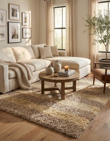 5' x 6' 8 Hand Knotted Two-Tone Shag Rug