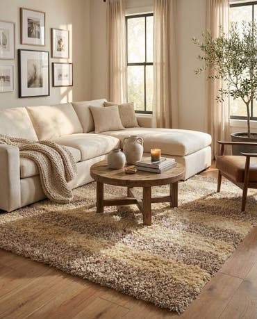  5' x 6' 8  Hand Knotted Two-Tone Shag Rug