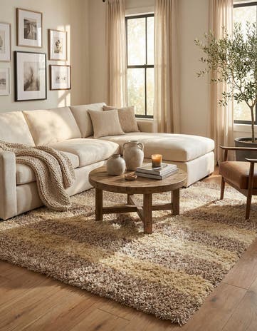5' x 6' 8 Hand Knotted Two-Tone Shag Rug