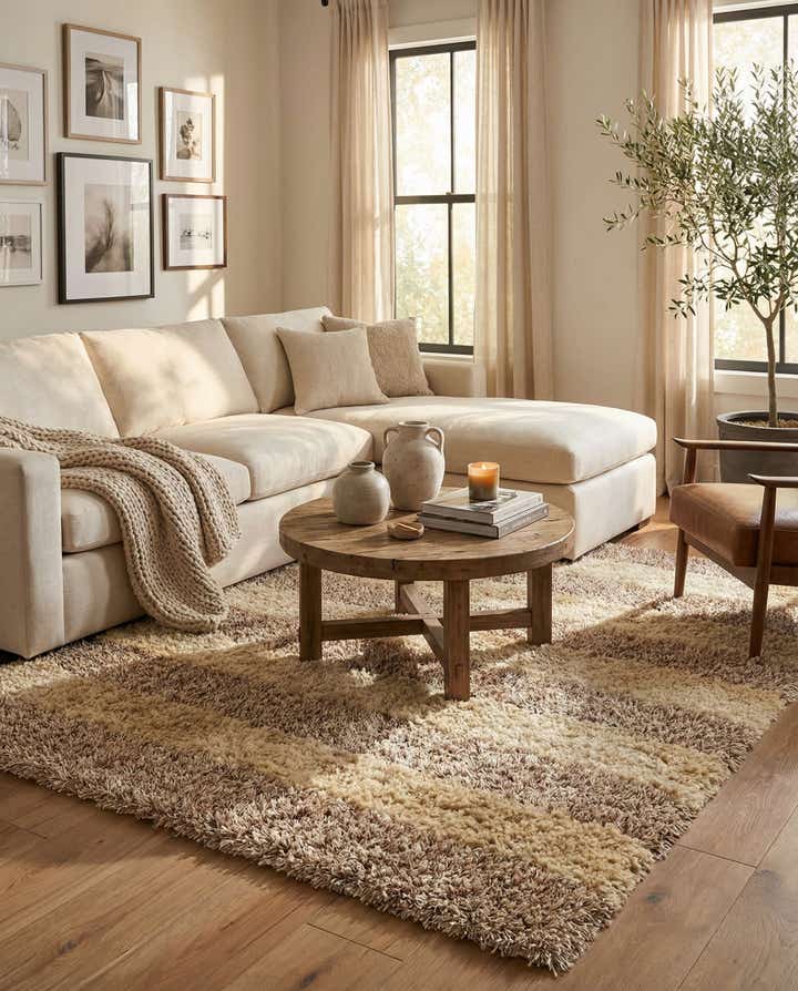 5' x 6' 8 Hand Knotted Two-Tone Shag Rug