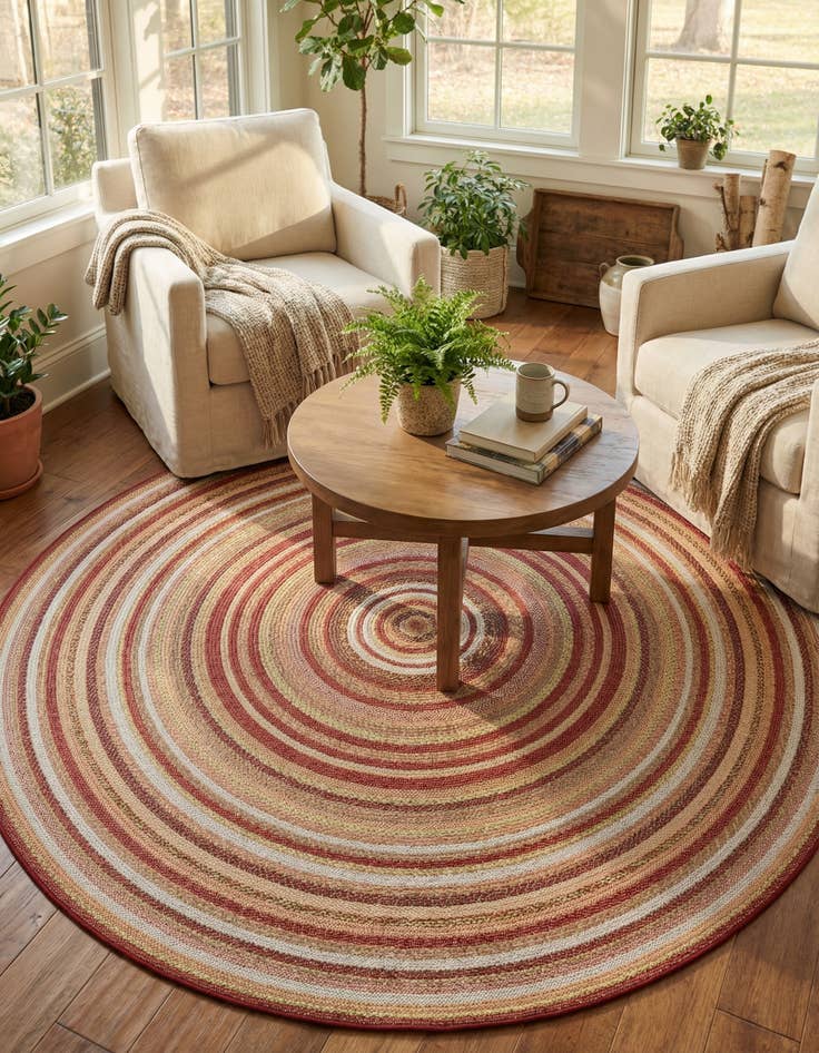 Detail image of  7' 10 x 7' 10  Washable Baja Indoor / Outdoor Round Rug