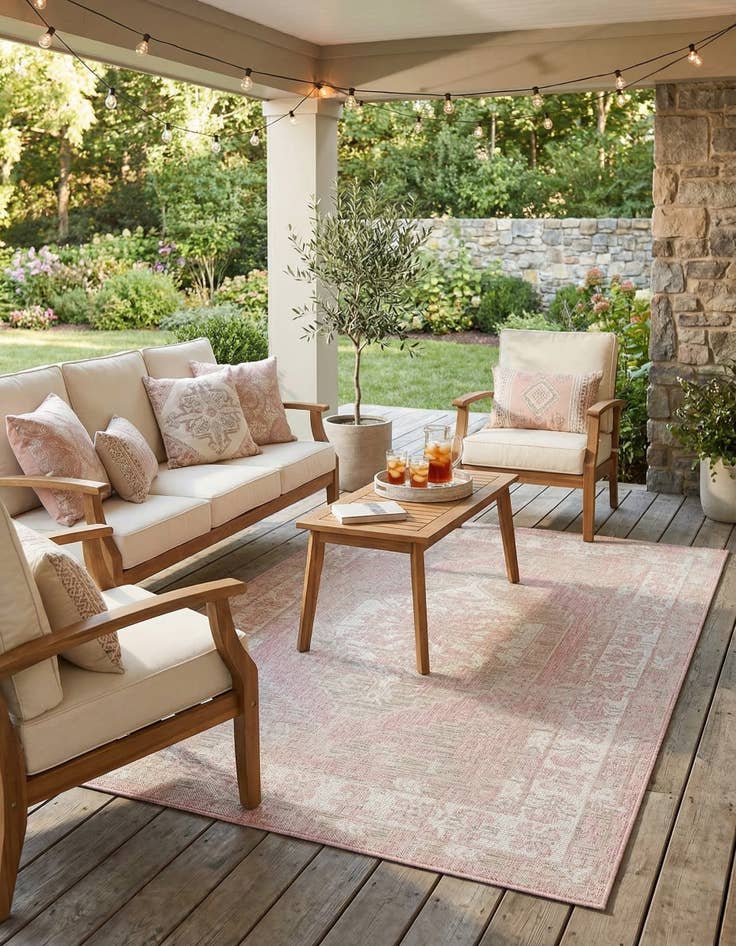 Detail image of  5' 3 x 8'  Washable Traditional Indoor / Outdoor Rug