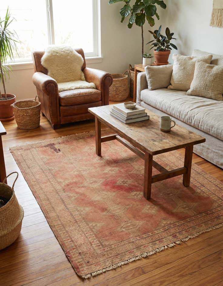 Detail image of 3' 7 x 4'  Hand Knotted Ultra Vintage Persian Wool Square Rug