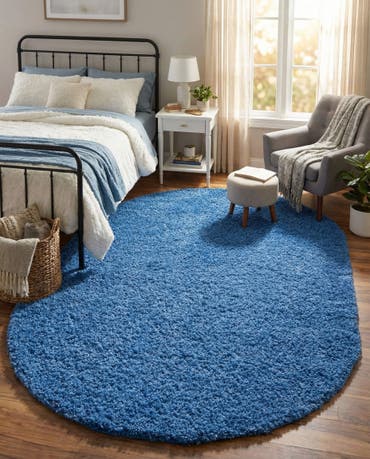  7' 10 x 10' Solid Shag Oval Rug