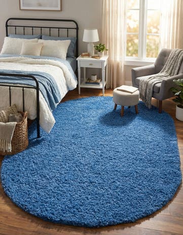 7' 10 x 10' Solid Shag Oval Rug