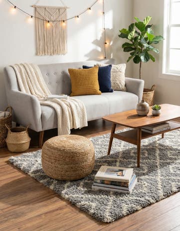 5' 3 x 5' 3 Lattice Shag Square Rug