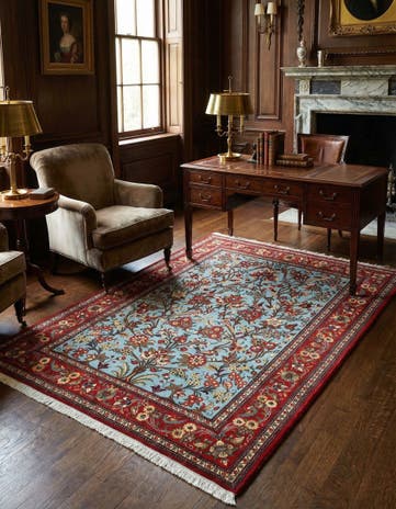 4' 10 x 6' 5 Hand Knotted Qom Persian Rug