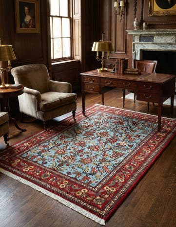 4' 10 x 6' 5 Hand Knotted Qom Persian Rug