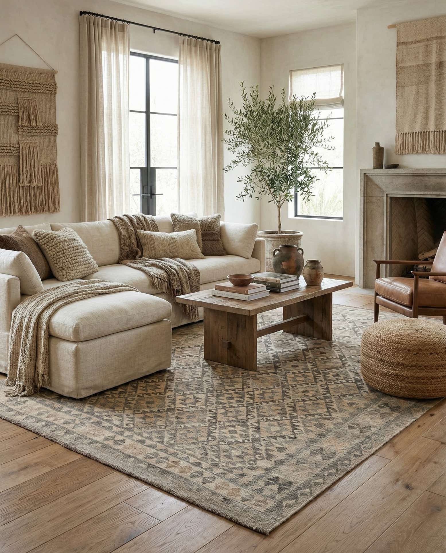 6' 11 x 9' 8 Hand Woven Kilim Maymana Wool Rug