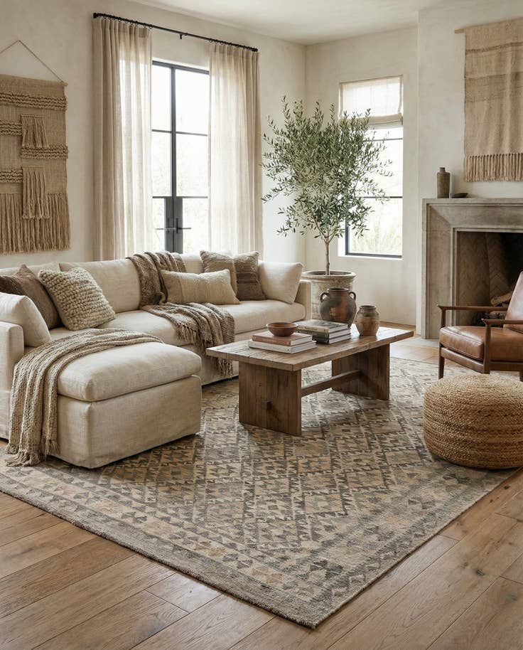 Detail image of 6' 11 x 9' 8 Hand Woven Kilim Maymana Wool Rug