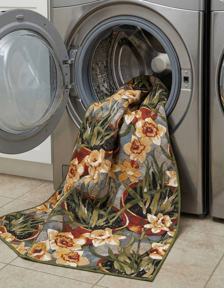 Detail image of  2' 7 x 12'  Washable Botanical Indoor / Outdoor Runner Rug