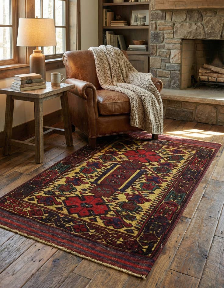 Detail image of  2' 8 x 4' 6  Hand Knotted Sumak Wool Rug