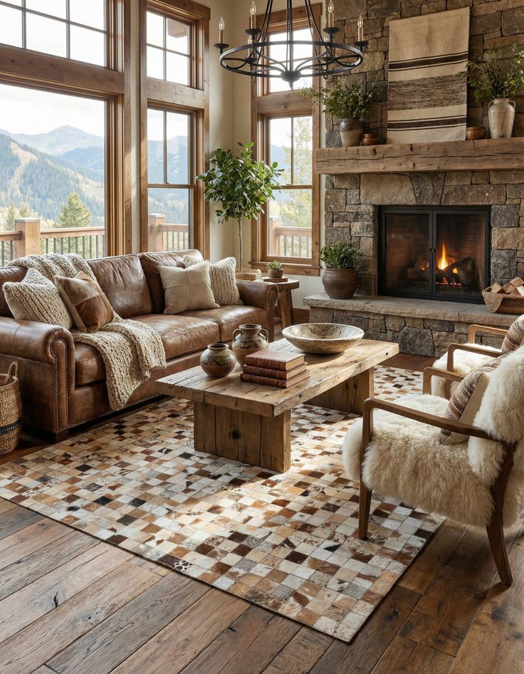 Detail image of  5' x 8' Cowhide Leather Rug