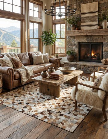 5' x 8' Cowhide Leather Rug