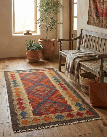 3' 2 x 6' Hand Woven Kilim Maymana Wool Rug