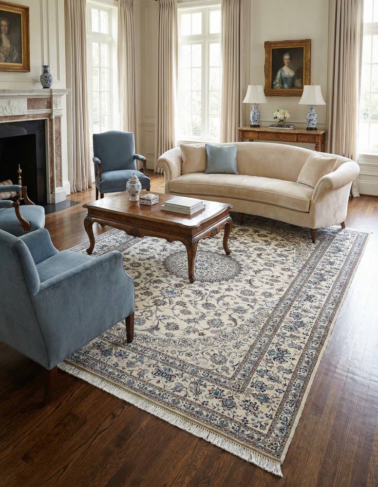 Detail image of  6' 10 x 10' 2  Hand Knotted Nain Rug