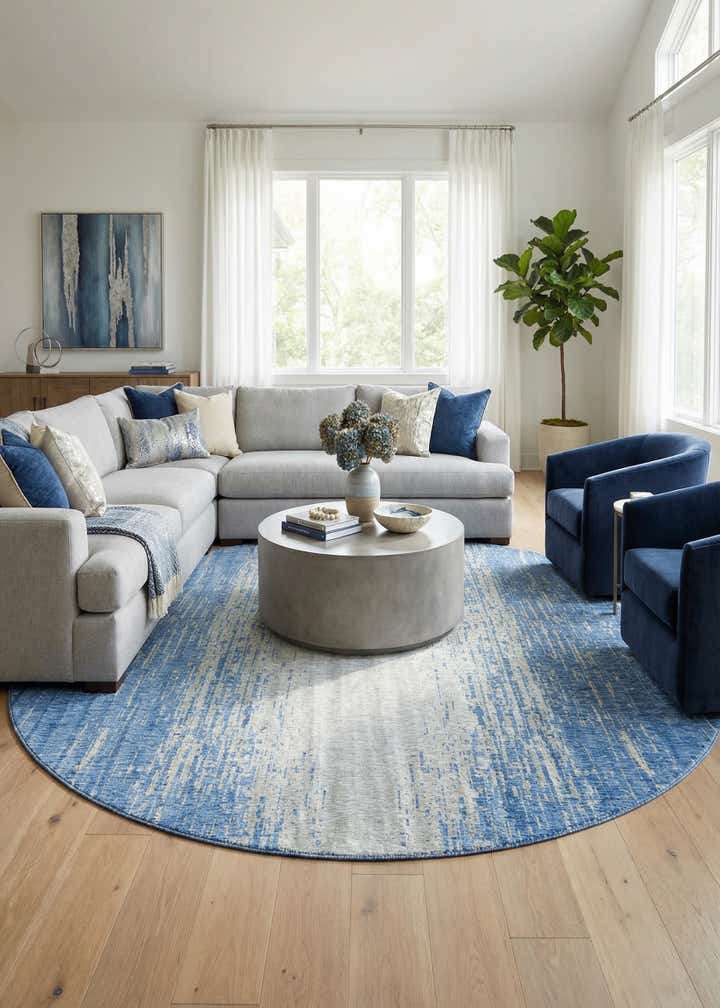 13' x 13' Easy-Clean Modern Indoor / Outdoor Round Rug