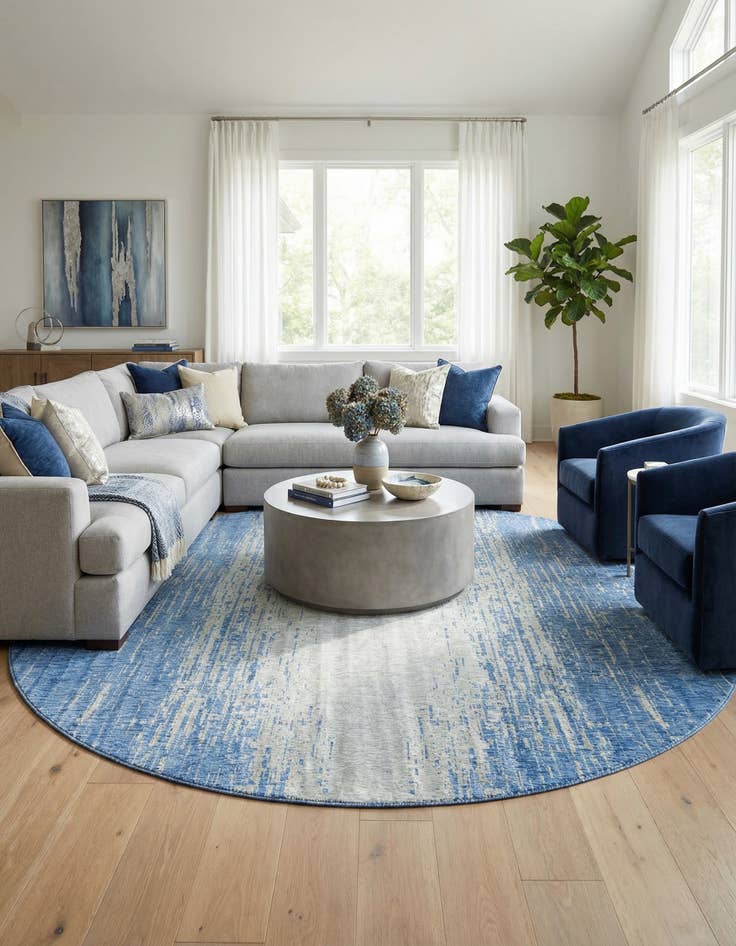 Detail image of 13' x 13'  Washable Modern Indoor / Outdoor Round Rug