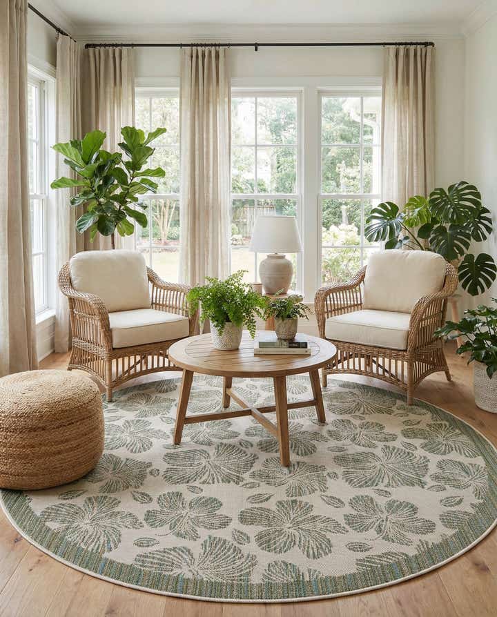 7' 10 x 7' 10 Easy-Clean Baja Indoor / Outdoor Round Rug
