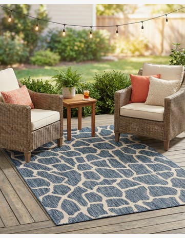 Blue Easy-Clean Safari Indoor / Outdoor Rug