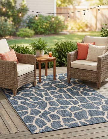 Blue Easy-Clean Safari Indoor / Outdoor Rug