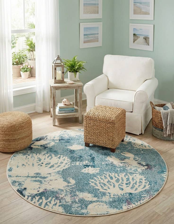 Detail image of 5' 3 x 5' 3  Washable Capri Round Rug