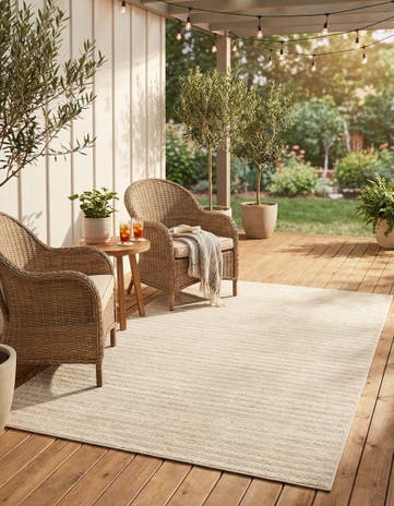 Beige and Ivory Easy-Clean Sabrina Soto Indoor / Outdoor Rug