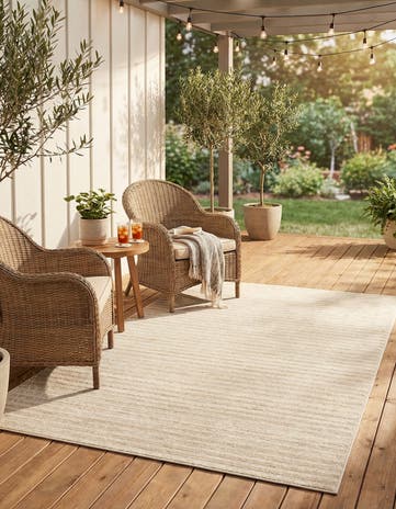 Beige and Ivory Easy-Clean Sabrina Soto Indoor / Outdoor Rug