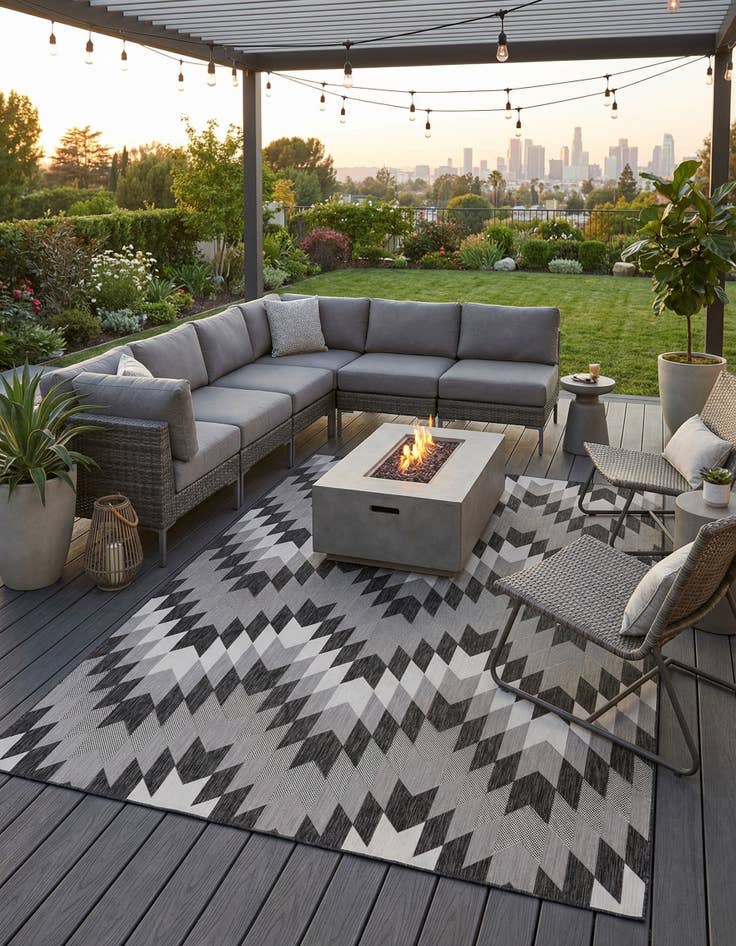 Detail image of 10' x 14'  Washable Modern Indoor / Outdoor Rug