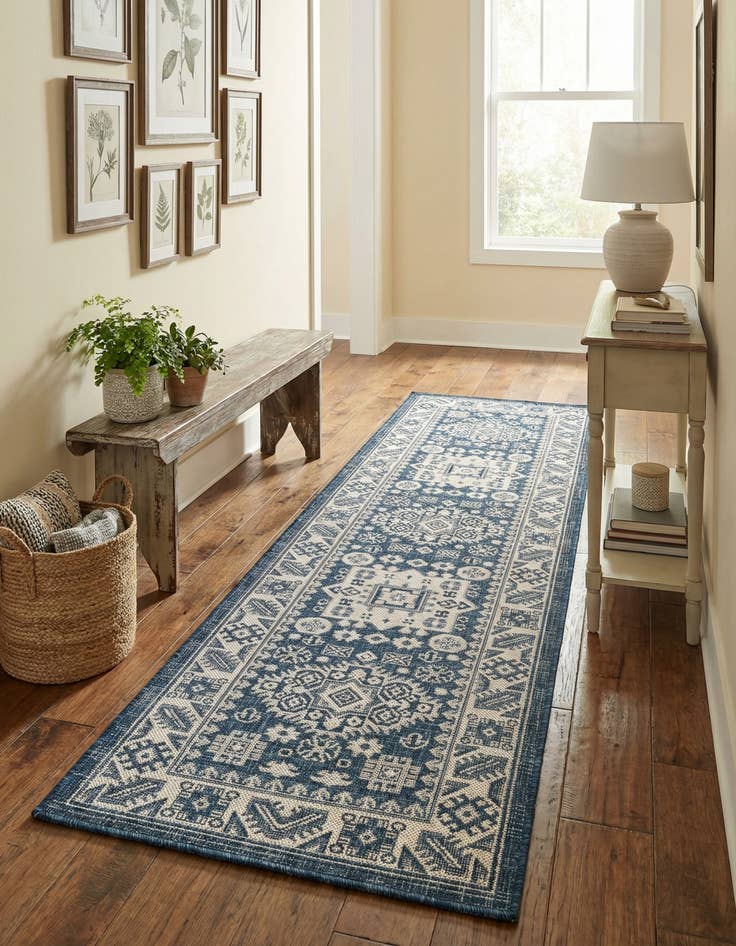 Detail image of 2' x 8'  Washable Aztec Indoor / Outdoor Runner Rug