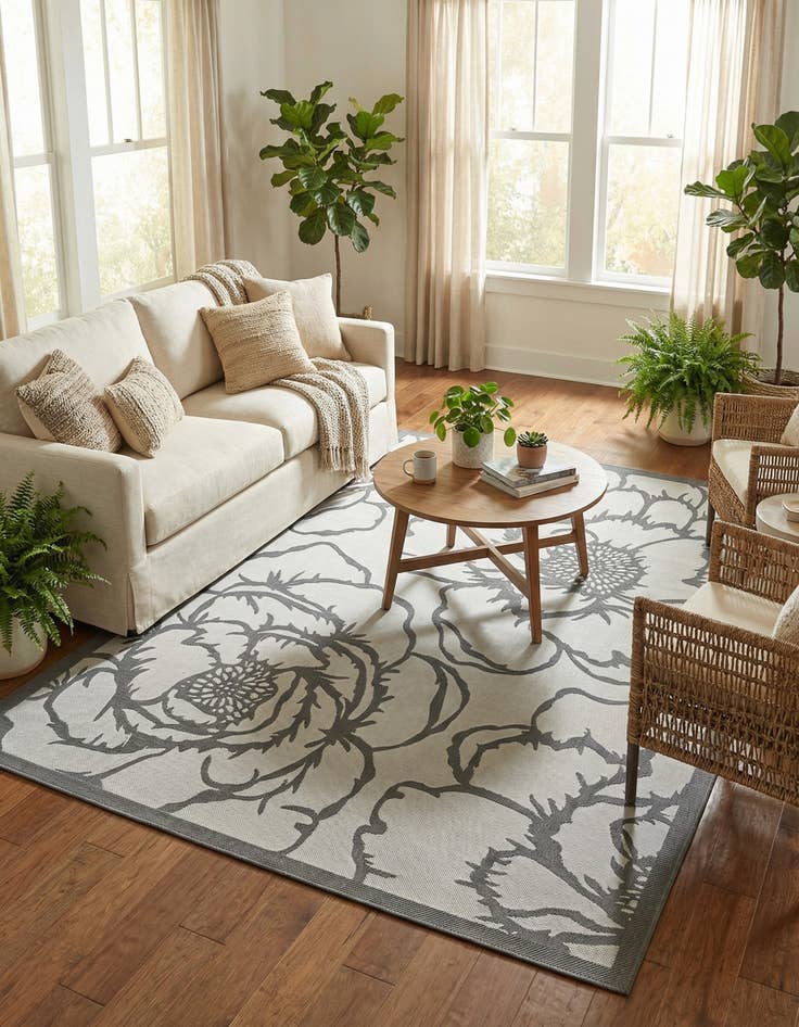 Detail image of 8' x 11' 4  Washable Botanical Indoor / Outdoor Rug