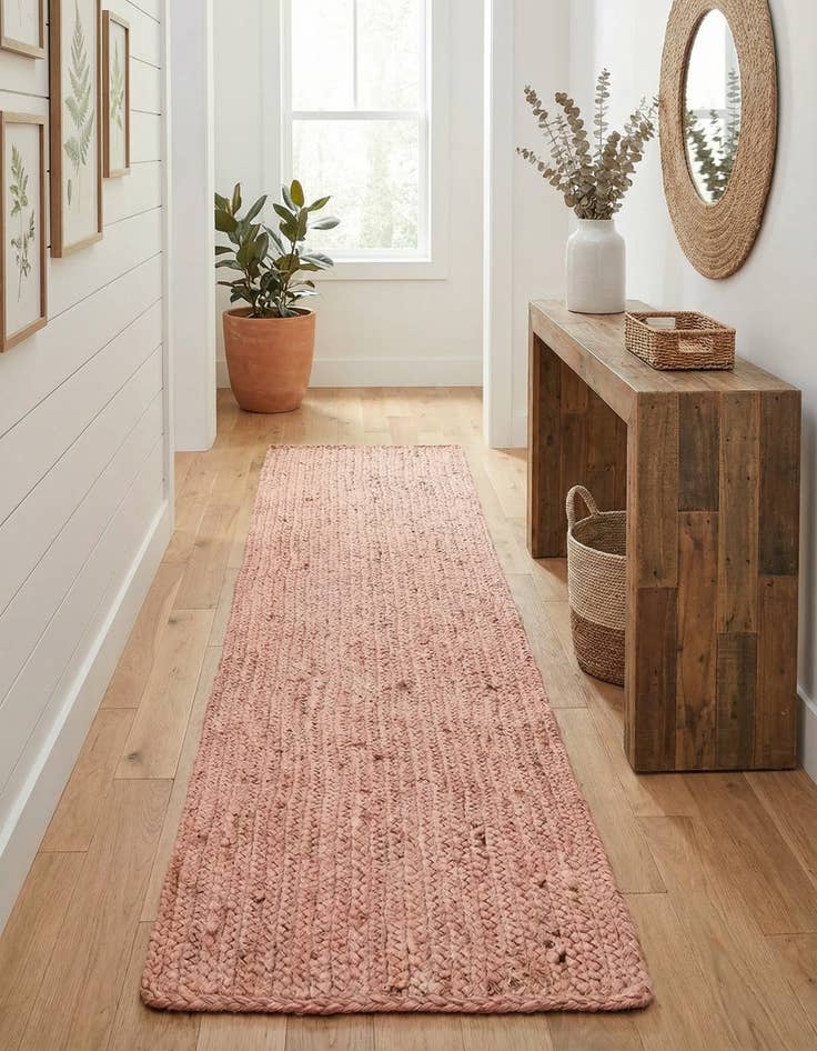 Detail image of  1' 2 x 8'  Hand Braided Jute Table Runner Rug