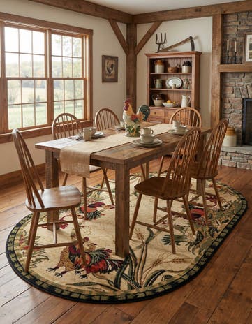 5' 3 x 8' Pastoral Oval Rug