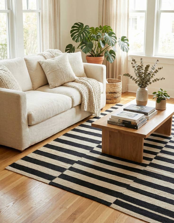 Detail image of 3' 3 x 4' 9  Hand Woven Kilim Modern Wool Rug