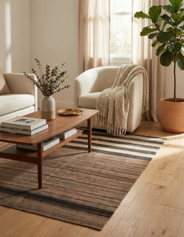 4' 3 x 5' 7 Hand Woven Kilim Modern Wool Rug