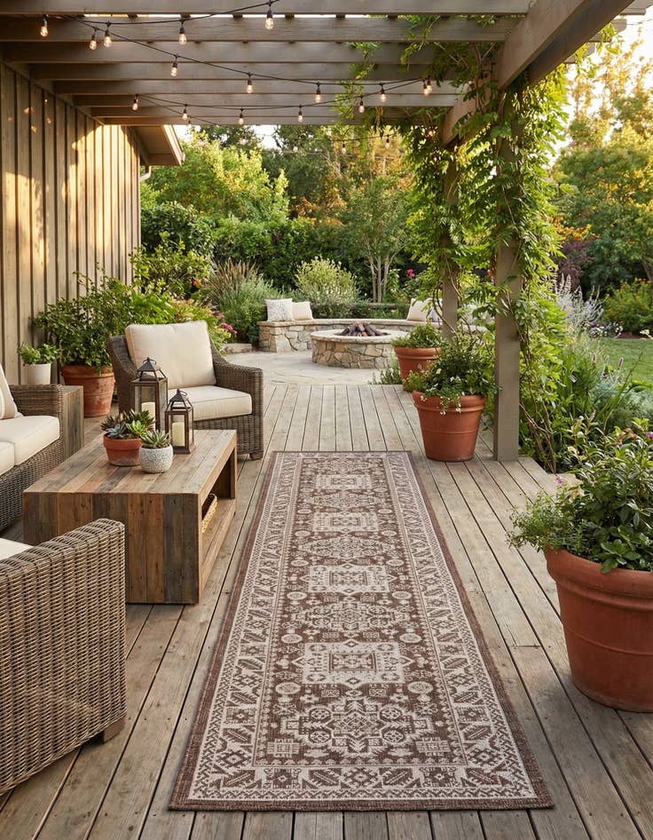 Detail image of 2' 7 x 12'  Washable Aztec Indoor / Outdoor Runner Rug