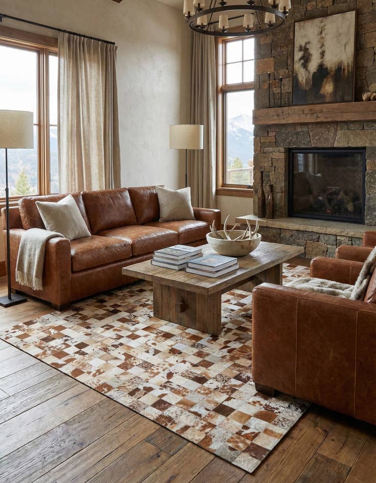 Detail image of  8' x 10' Cowhide Leather Rug