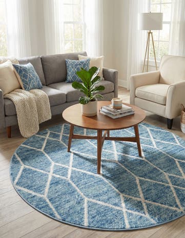 5' x 5' Lattice Trellis Round Rug