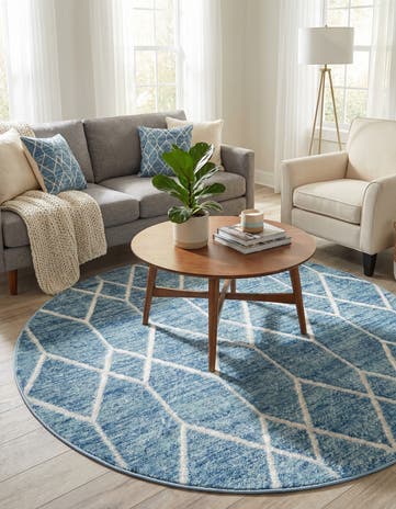 5' x 5' Lattice Trellis Round Rug