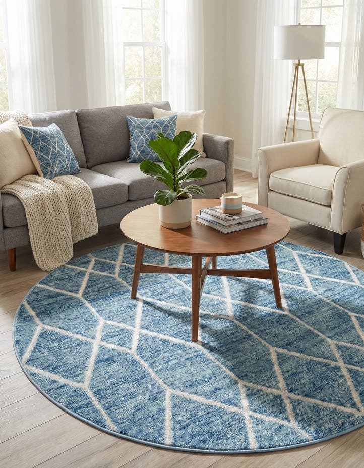 5' x 5' Lattice Trellis Round Rug