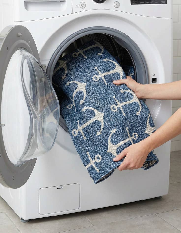 Detail image of 7' 10 x 10'  Washable Coastal Indoor / Outdoor Oval Rug