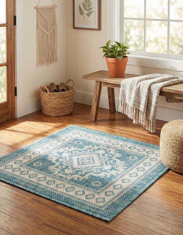 Detail image of 1' 4 x 1' 4  Washable Aztec Indoor / Outdoor Sample Rug