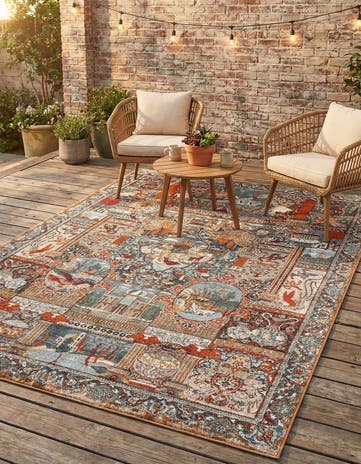 6' x 9' Easy-Clean Traditional Indoor / Outdoor Rug