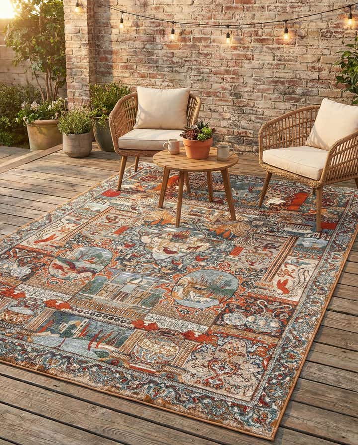 6' x 9' Easy-Clean Traditional Indoor / Outdoor Rug