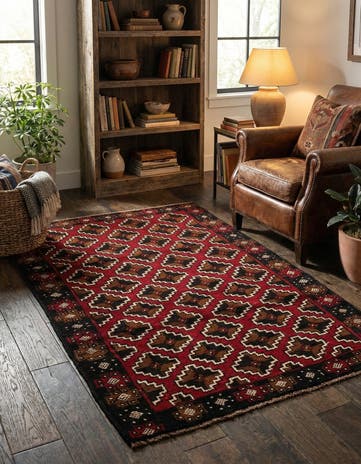 2' 9 x 4' 8 Hand Knotted Balouch Persian Wool Rug