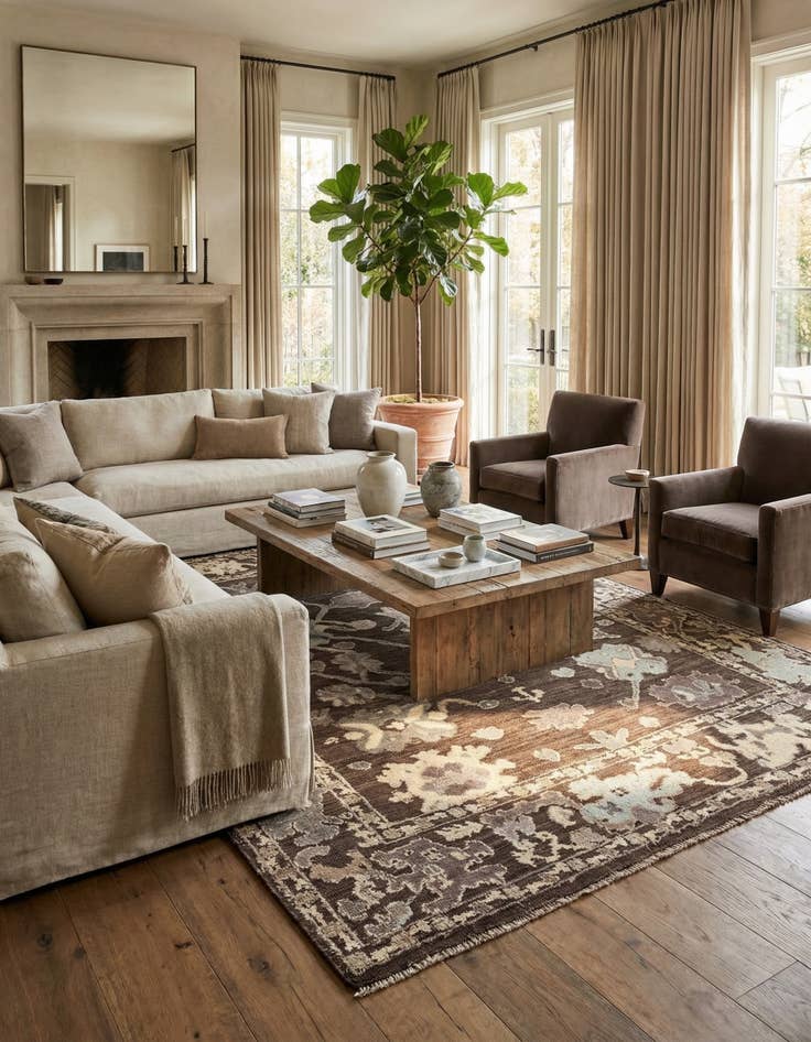 Detail image of 9' 4 x 13'  Hand Knotted Oushak Wool Rug