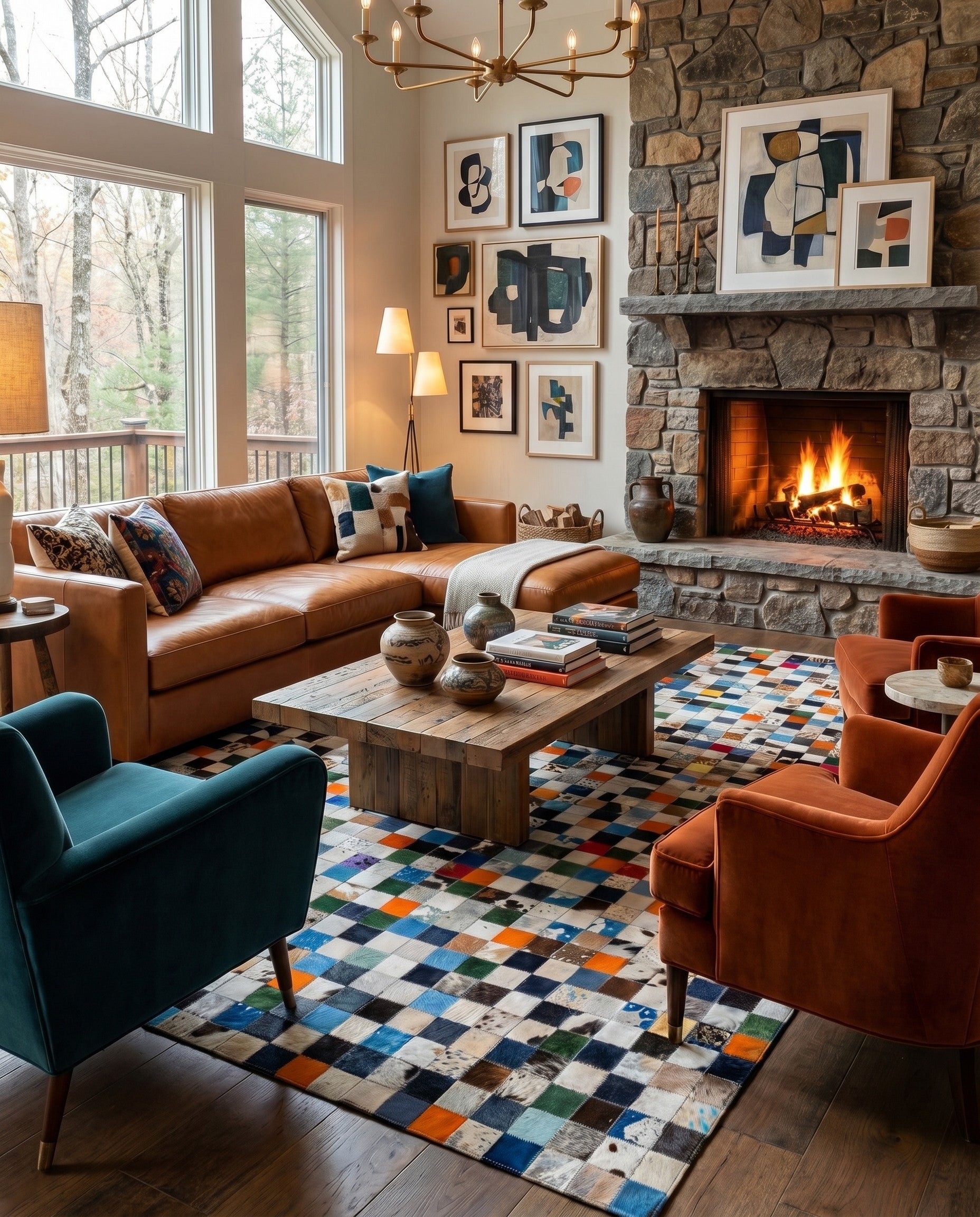 5' 1 x 8' Cowhide Leather Rug