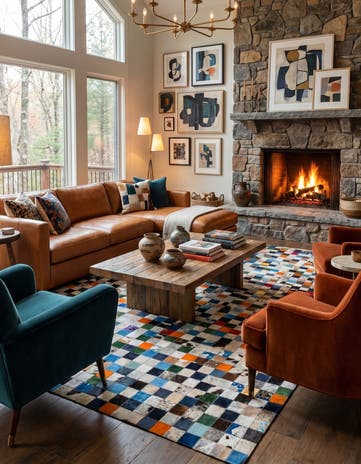 5' 1 x 8' Cowhide Leather Rug